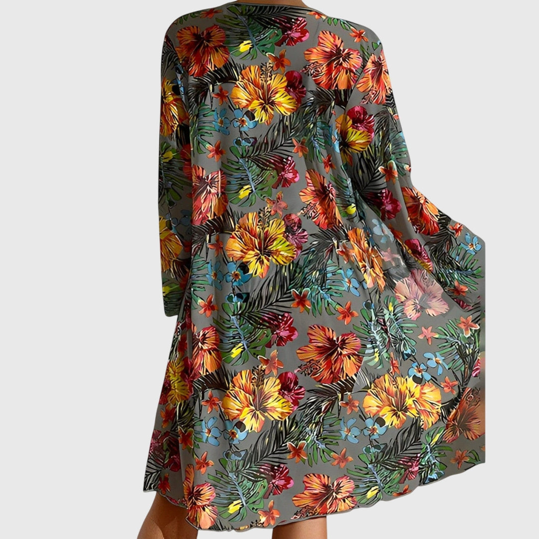 Women's tropical floral print bikini. Perfect two-piece swimwear for summer, beach, poolside lounging, and vacation.