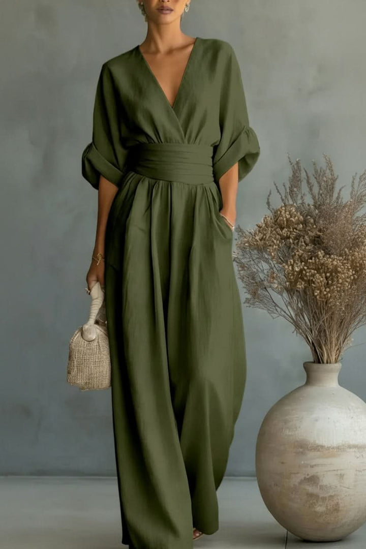 Stunning red women's vintage jumpsuit, a stylish one-piece outfit for parties & evening wear. Comfortable & chic.