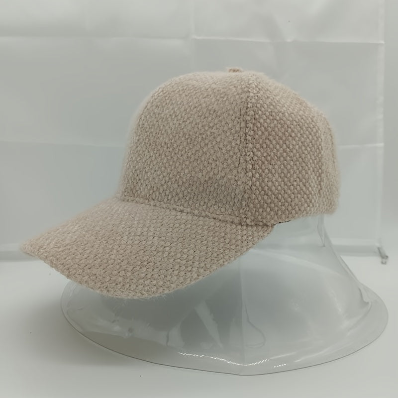 Cozy faux fur winter baseball cap for women, offering warmth and luxurious softness.