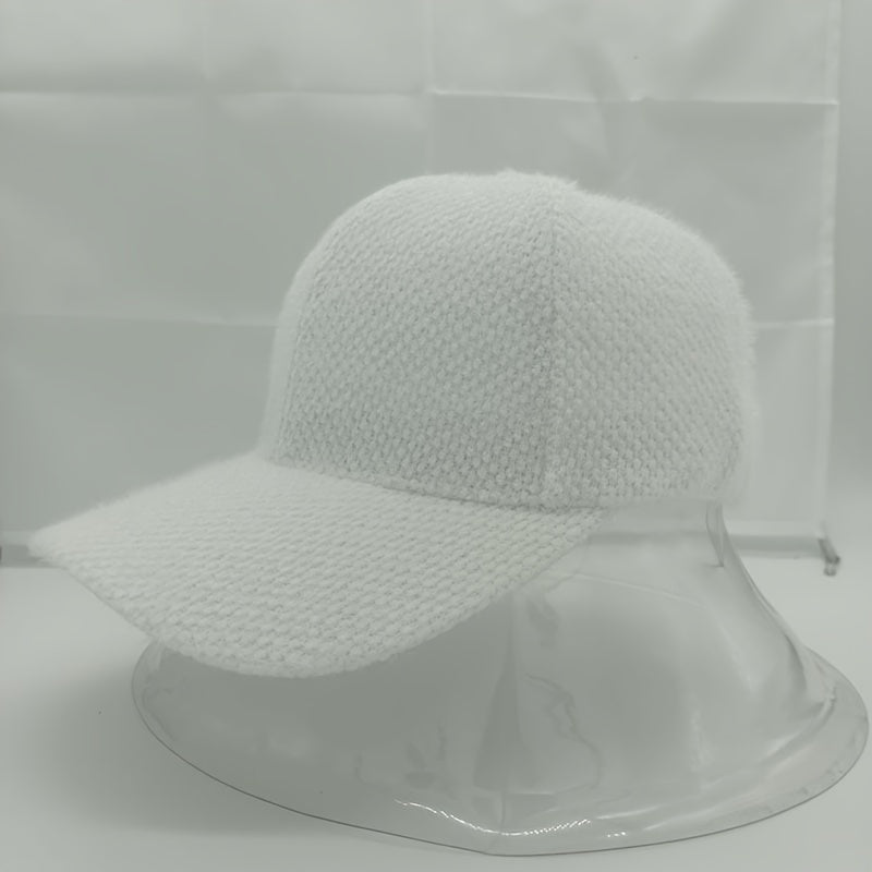 Stylish women's autumn/winter baseball cap with plush faux fur, a chic fashion accessory.
