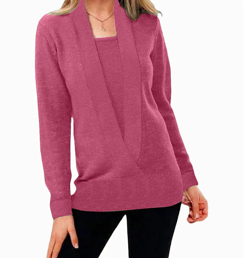Women's warm knit pullover sweater for cozy winter style. Comfortable long sleeve casual top.