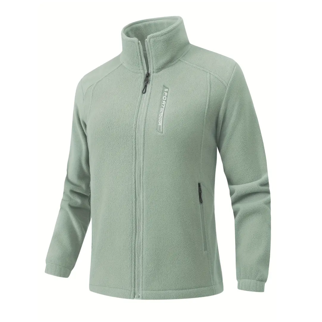 Women's warm, plush-lined outdoor jacket. Fleece zip-up for autumn & winter activewear & versatile casual use.