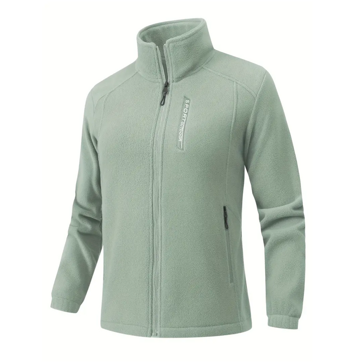 Women's warm, plush-lined outdoor jacket. Fleece zip-up for autumn & winter activewear & versatile casual use.