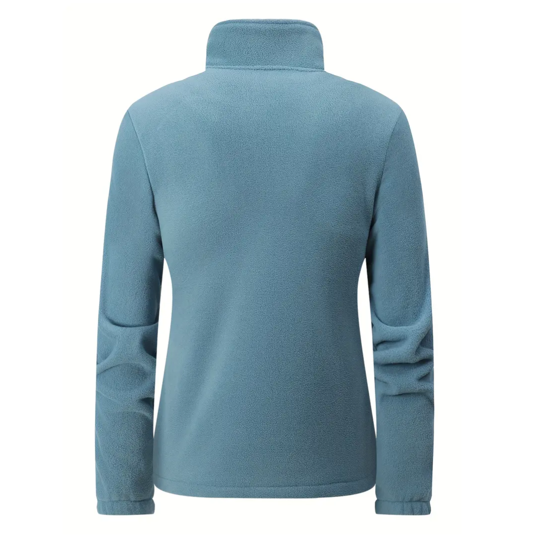 Casual women's warm outdoor jacket for autumn & winter. Zip-up, long sleeve with plush lining for daily wear.