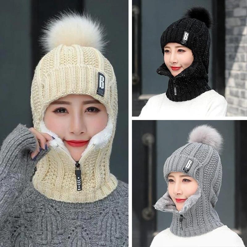 Women's warm winter knit hat in a soft wool blend, cozy and windproof fashion accessory