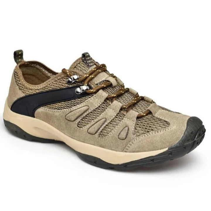 Women's waterproof hiking shoes with superior all-terrain traction for outdoor trails.