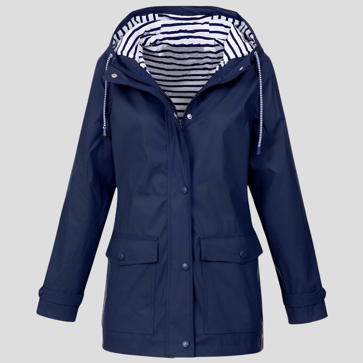 Versatile women's windbreaker rain jacket, waterproof & breathable. Great for travel, hiking, & everyday wear.