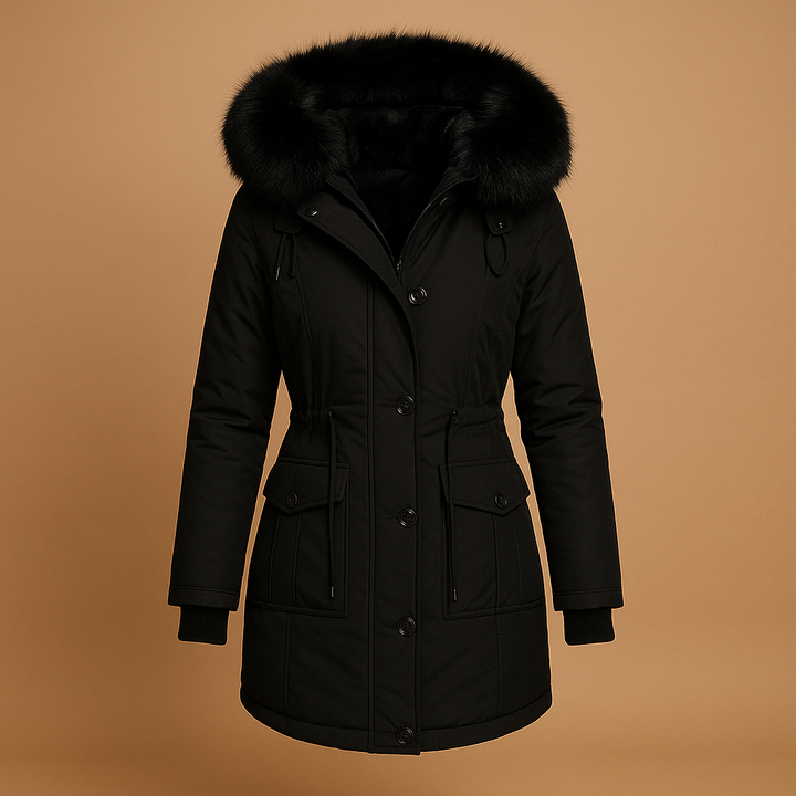 Warm, insulated women's winter jacket with protective waterproof shell and stylish faux fur hood.