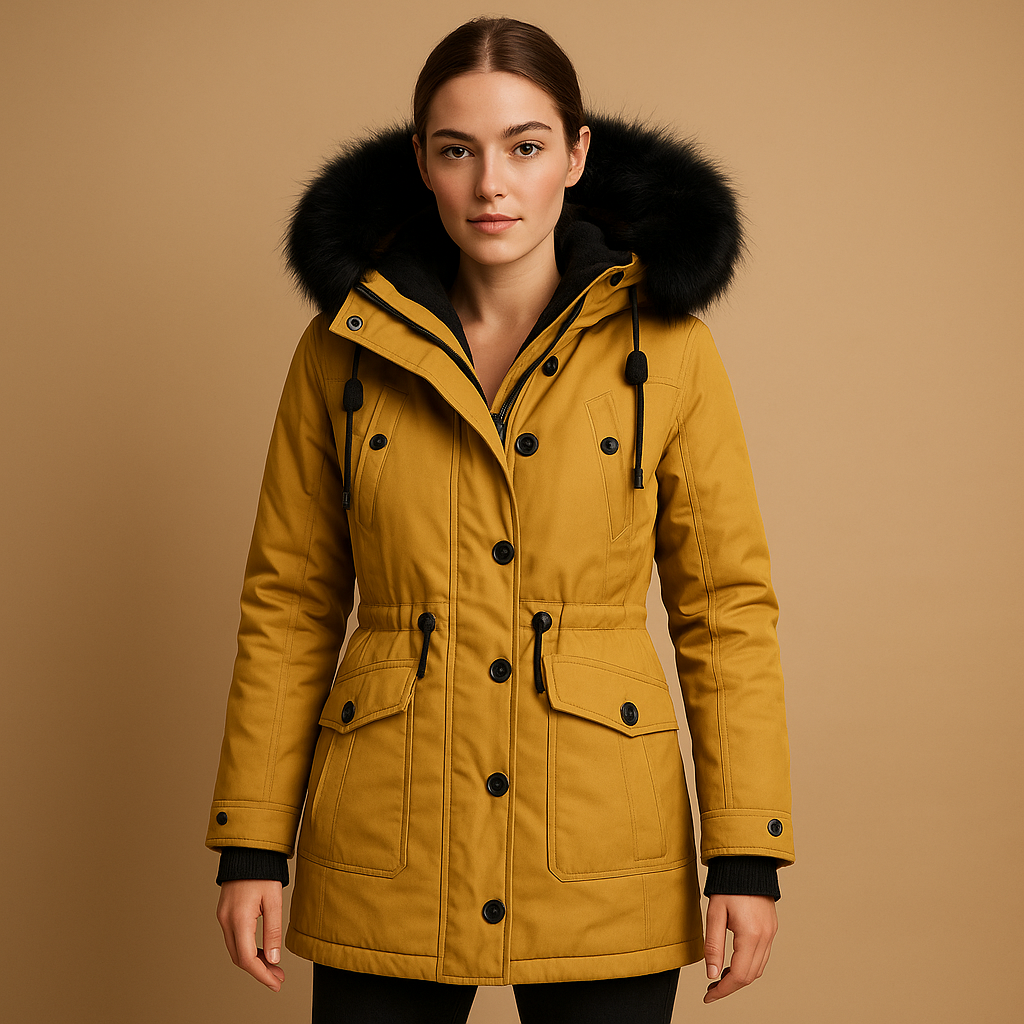 Durable women's waterproof winter jacket for ultimate cold weather protection, featuring a warm faux fur hood.