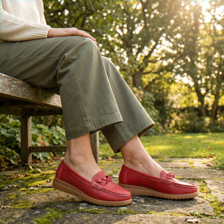 Comfort-Driven Women's Loafers: Wide fit orthopedic slip-on shoes, featuring superior arch support.