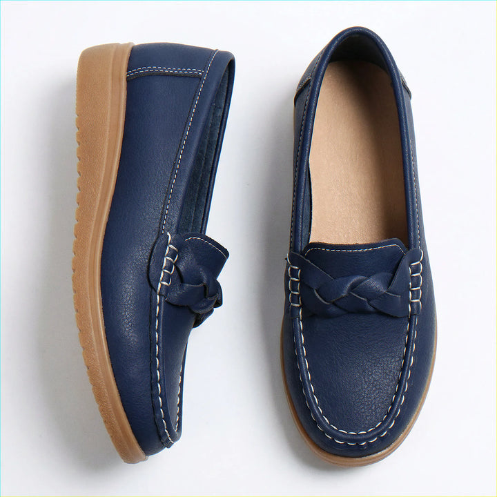 Ladies' Wide Fit Orthopedic Footwear: Slip-on loafers ensuring arch support & all-day comfort.