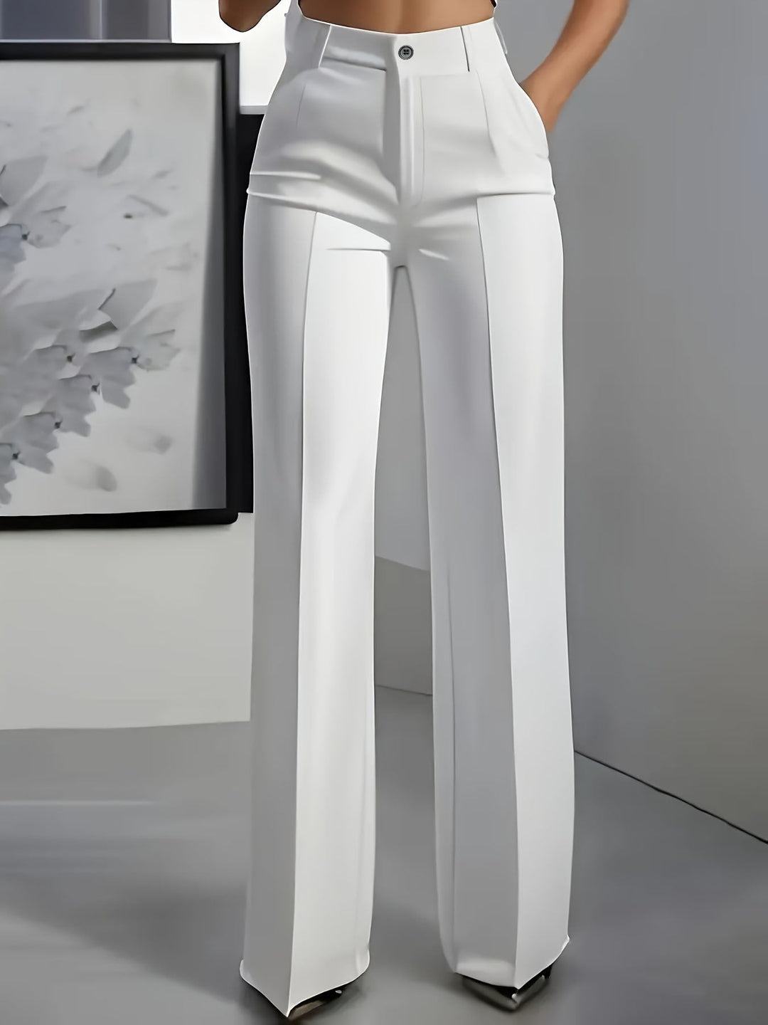 Versatile women's high waist wide leg trousers, perfect for both casual and professional settings.