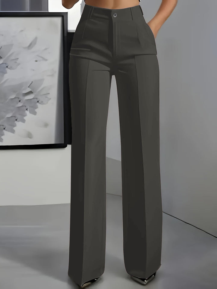 Chic & comfortable women's wide leg high waist trousers, ideal for all-day wear at the office or casually.