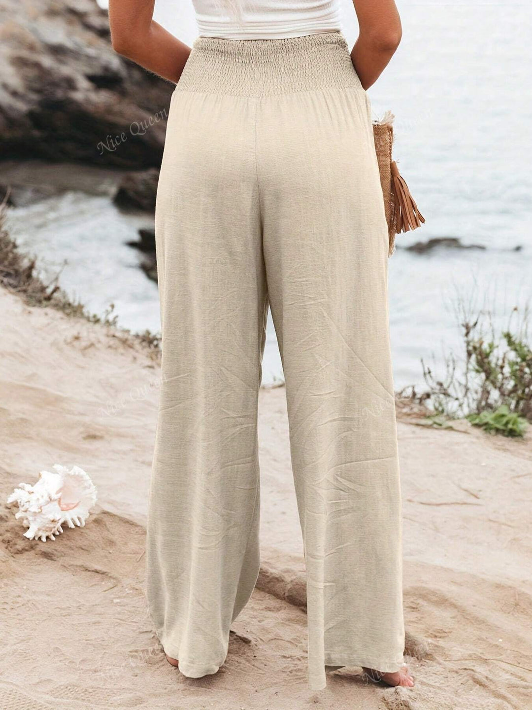 High waist wide leg linen pants for women. Effortless style & comfortable, perfect for casual wear.