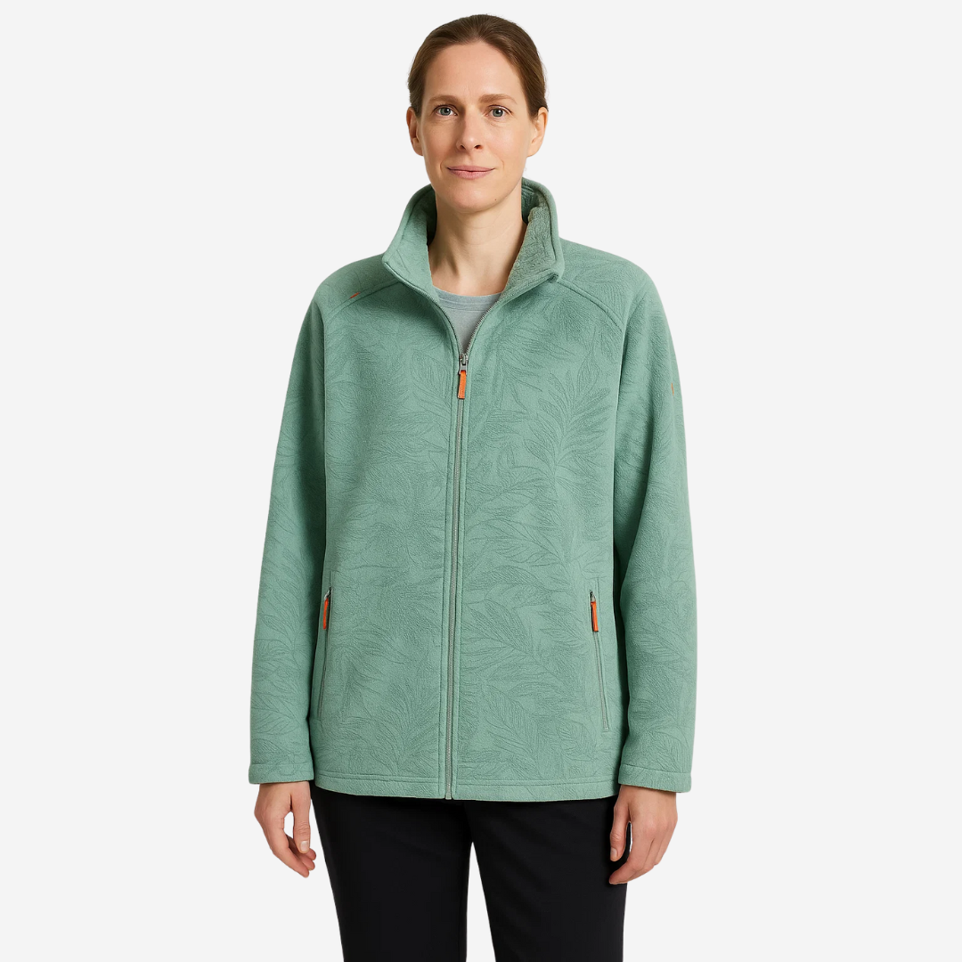 Stylish women's fall fashion jacket, windproof, with a captivating botanical print design.