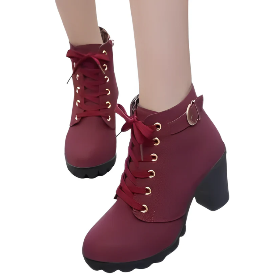Fashionable Yeda women's ankle boots with a thick sole. Lace-up design, ideal versatile fall footwear.
