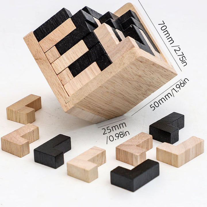 Compact wooden brain teaser puzzle, perfect travel-friendly educational toy and fidget game