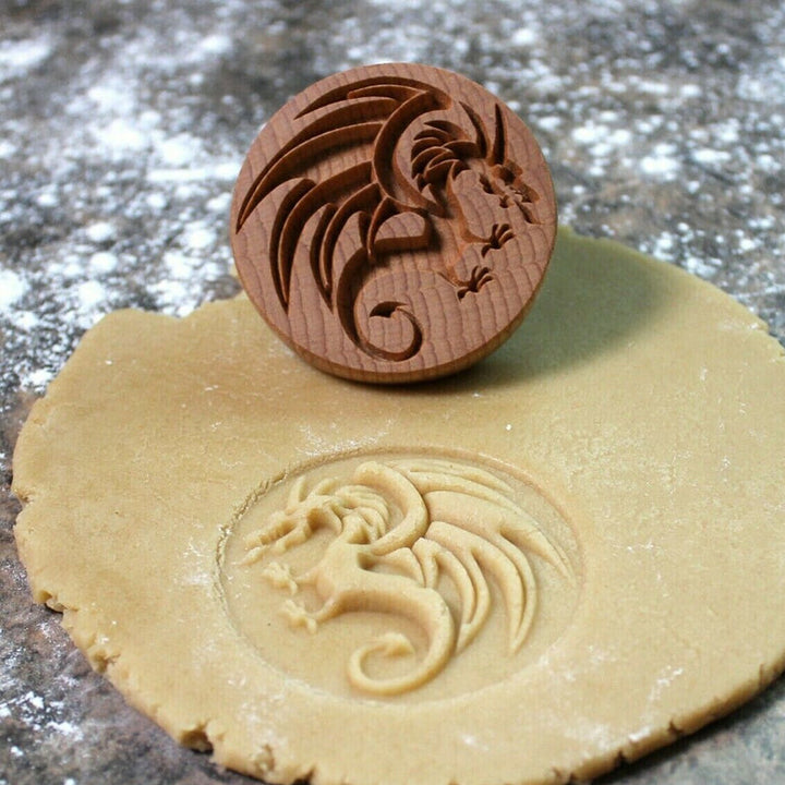 Eco-friendly wooden cookie mold for unique patterns on homemade biscuits and desserts