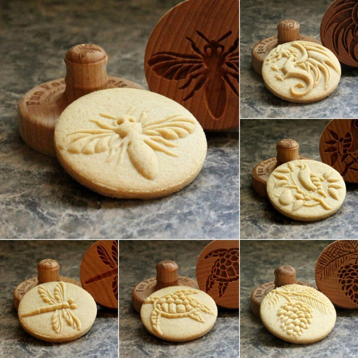 High-quality wooden cookie stamp, designed for easy and clear embossing on dough