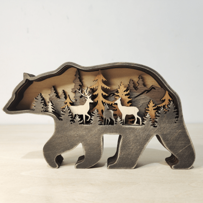 Close-up of a wooden elk, detailed forest animal art decor that serves as a stylish gift