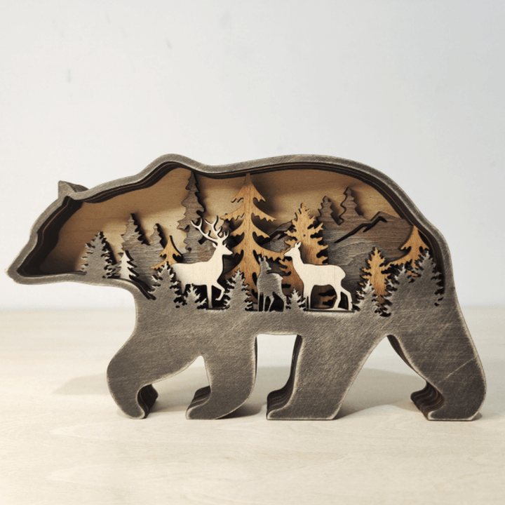 Close-up of a wooden elk, detailed forest animal art decor that serves as a stylish gift