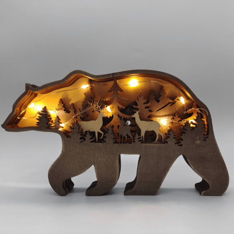 Detailed wooden elk sculpture, part of a forest animal art decor collection, ideal for nature lovers