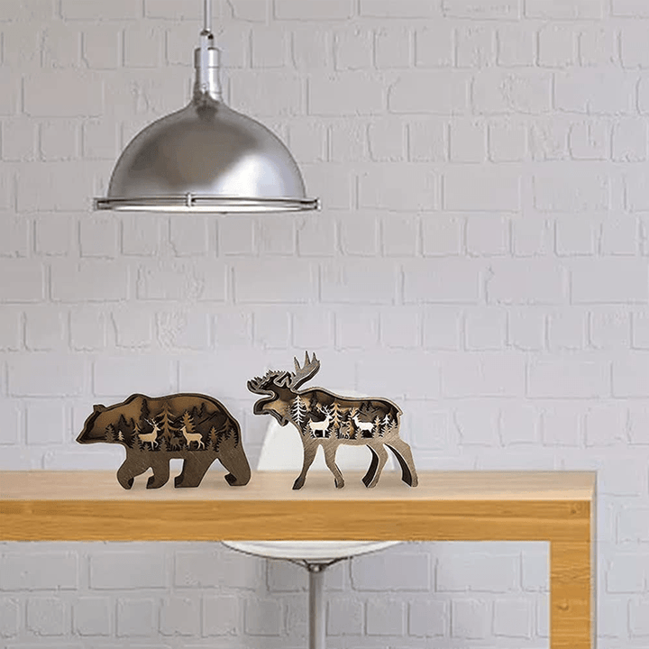 Intricate wooden wolf art decor, a beautiful addition to a forest-themed home decor
