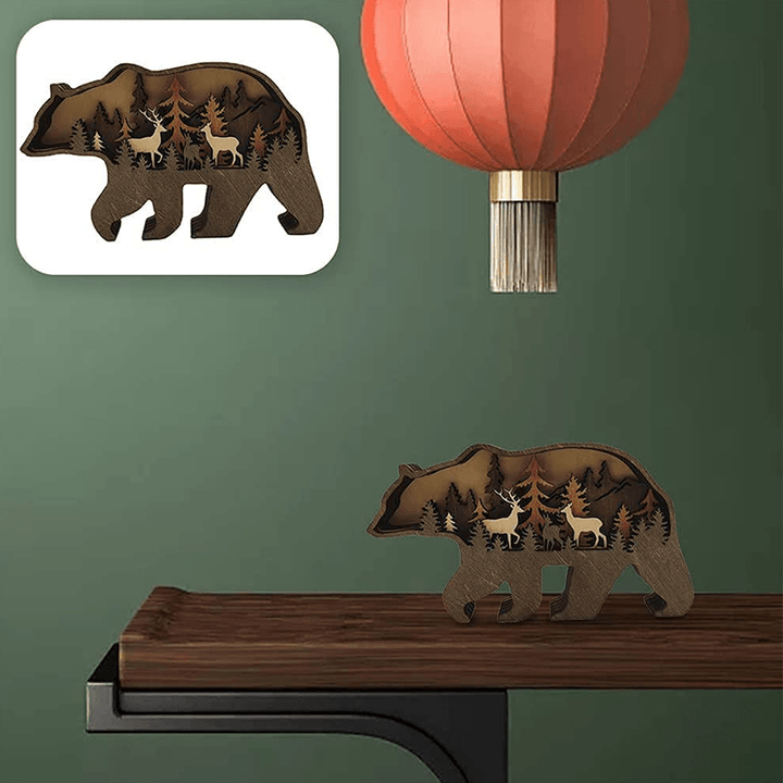 Artistic wooden bear decor, a charming forest-inspired gift and home decoration item