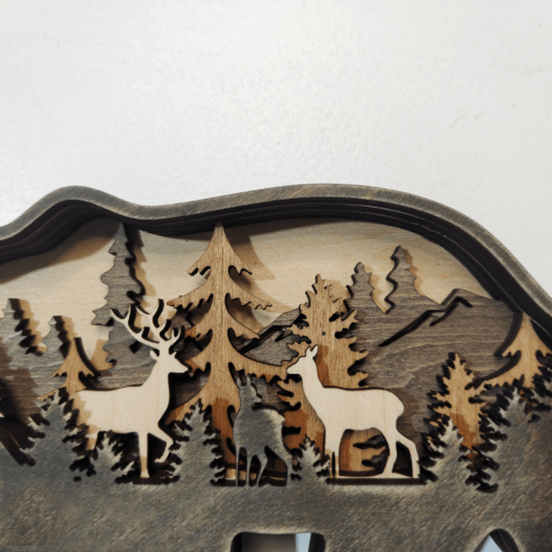 Elegant wooden wolf sculpture, part of the forest animal art decor series, perfect for display