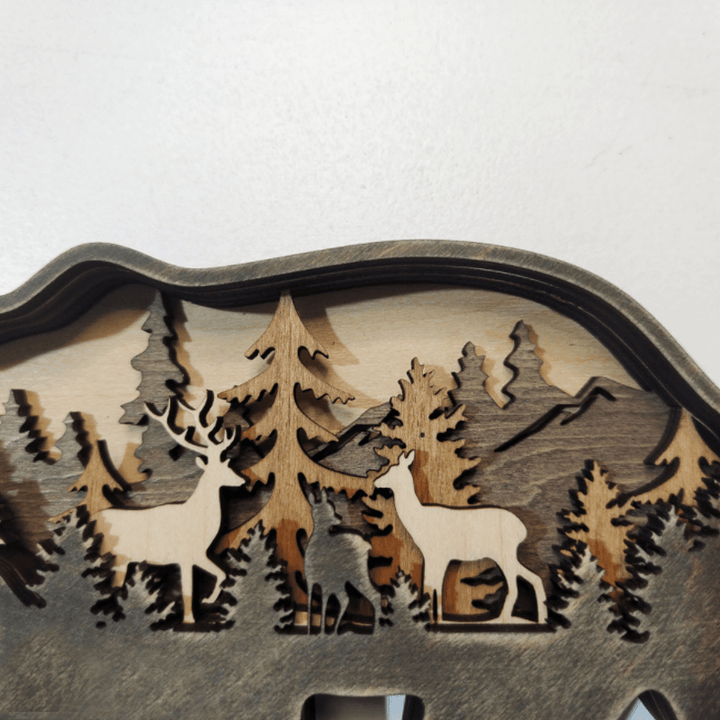 Elegant wooden wolf sculpture, part of the forest animal art decor series, perfect for display