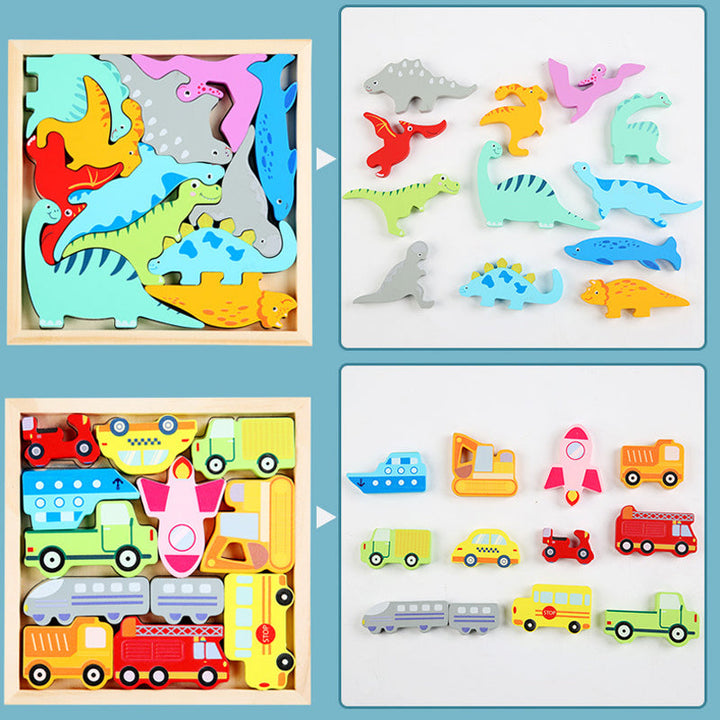 Mother and child assembling a wooden puzzle, engaging in early learning and fine motor practice