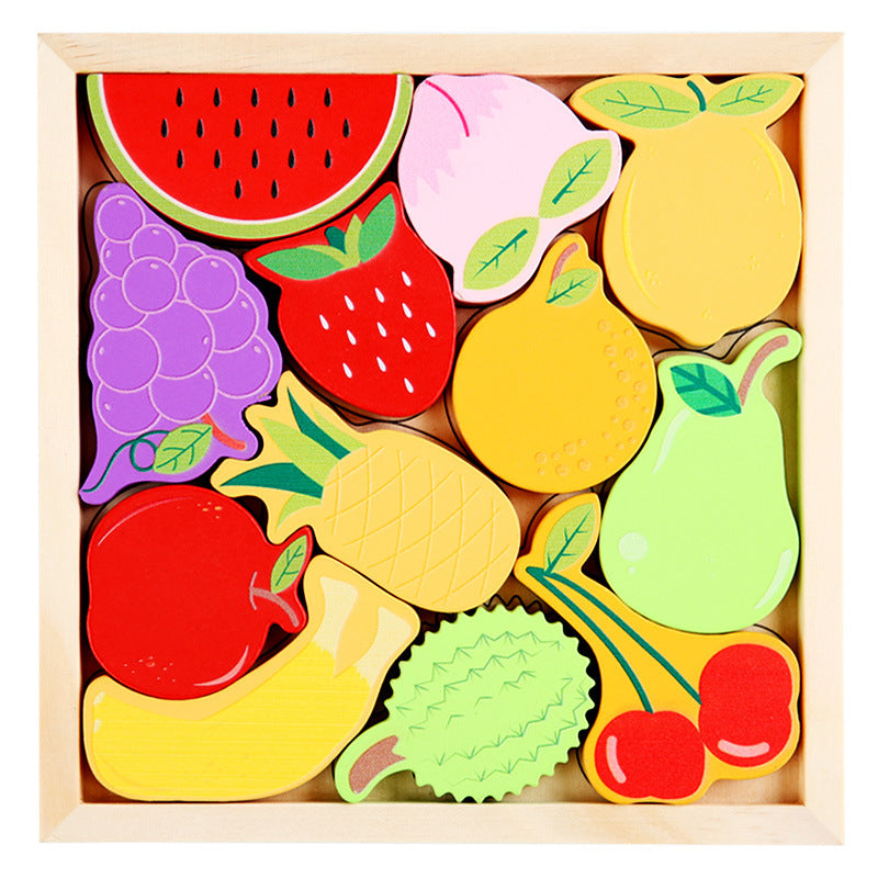 Wooden puzzle with various geometric shapes, helping toddlers with spatial reasoning