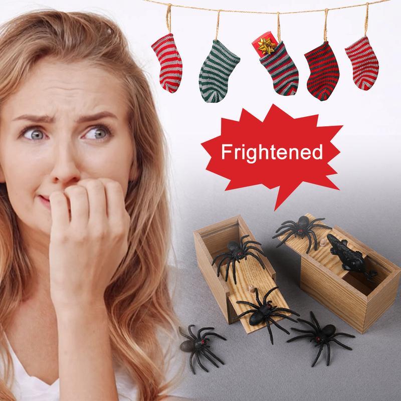 Close-up of a novelty scare box, a funny wooden toy for surprise pranks