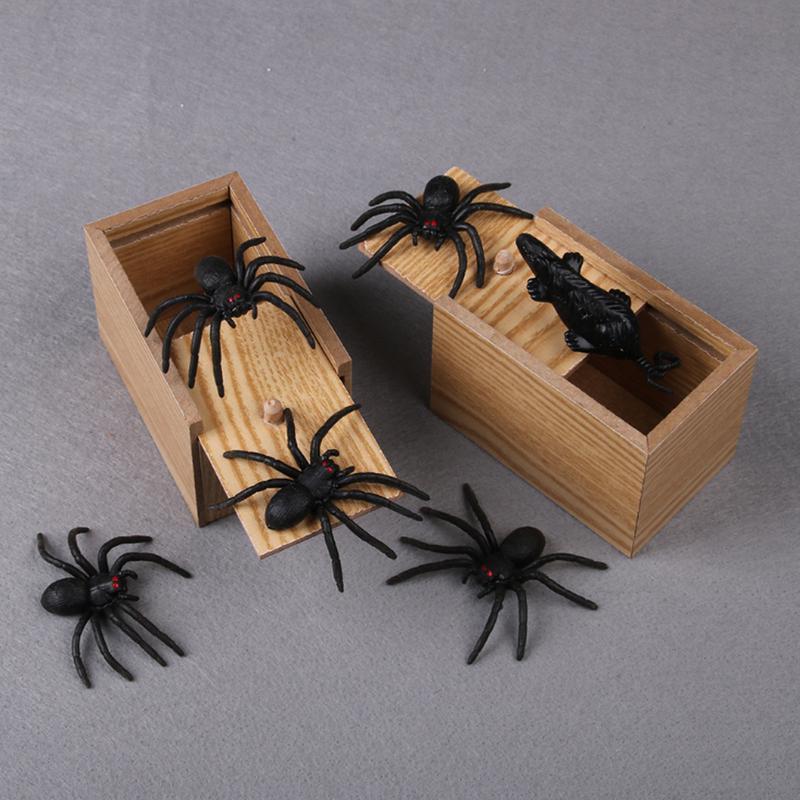 Detailed view of a wooden scare box, a novelty prank item for hilarious reactions