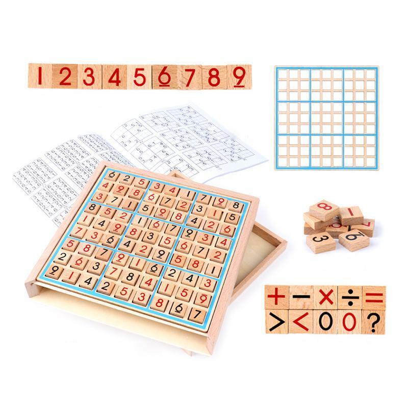 Elegant wooden Sudoku game set displayed on a table, a classic and educational wooden toy