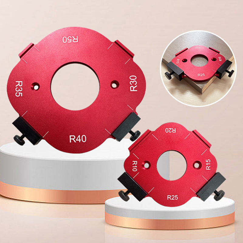 Corner radius tool for woodworking, router template ensuring perfect curved finishes