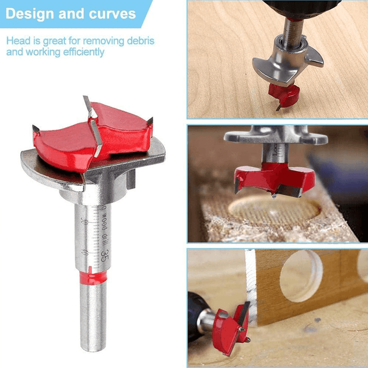 Precision Forstner bit set, ideal for carpentry and DIY furniture projects.