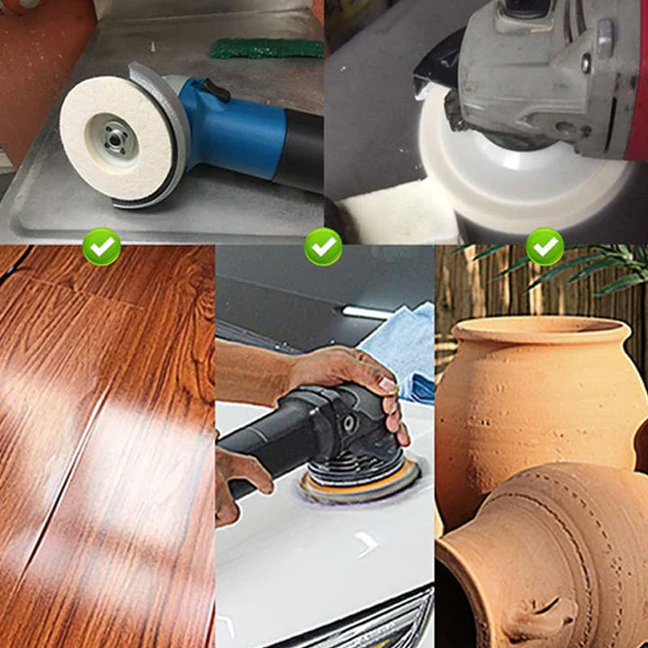 Wool felt polishing wheel disc for universal buffing, surface finishing & car detailing