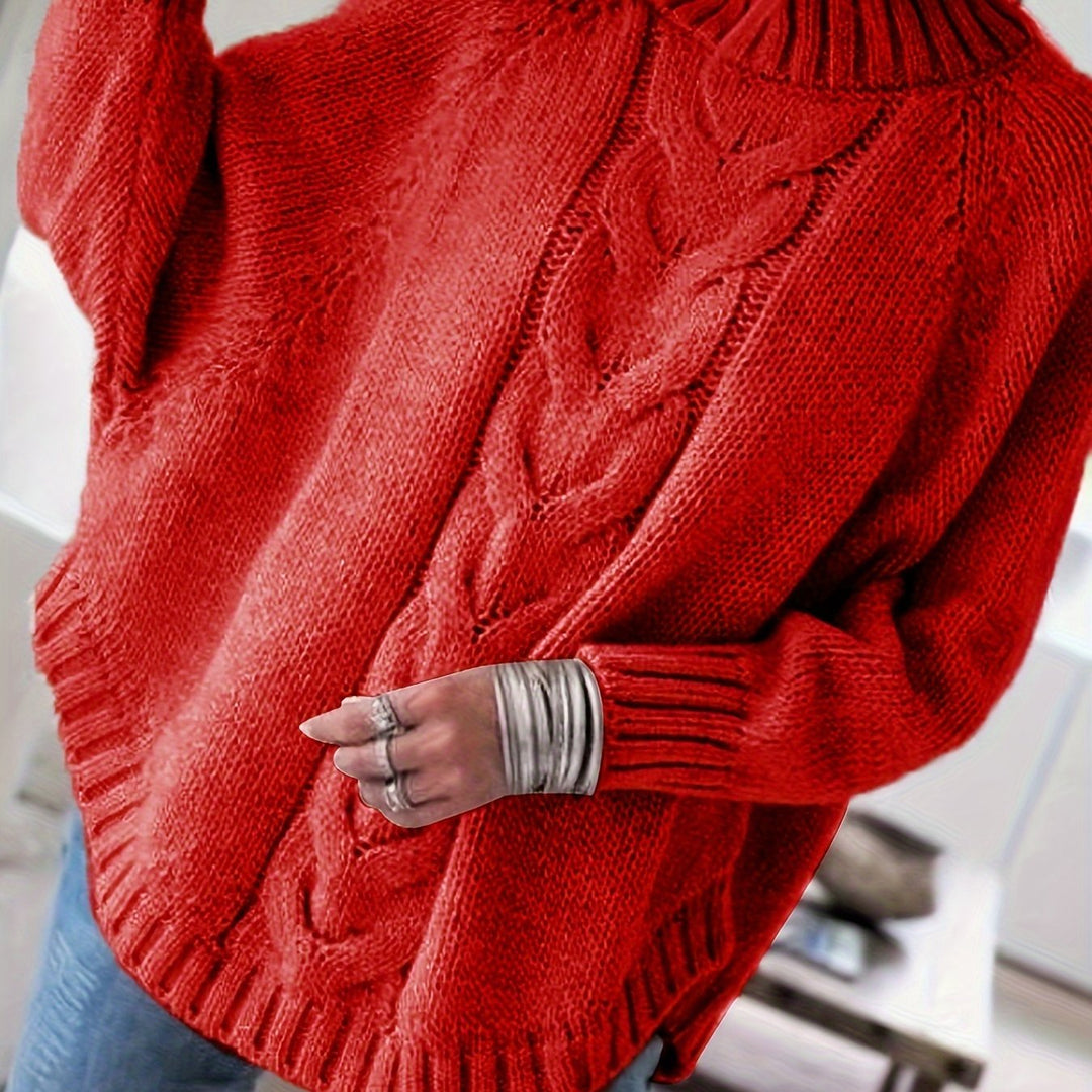 Everyday Wren women's patterned sweater with a relaxed fit, long sleeves, and cozy high neck design.