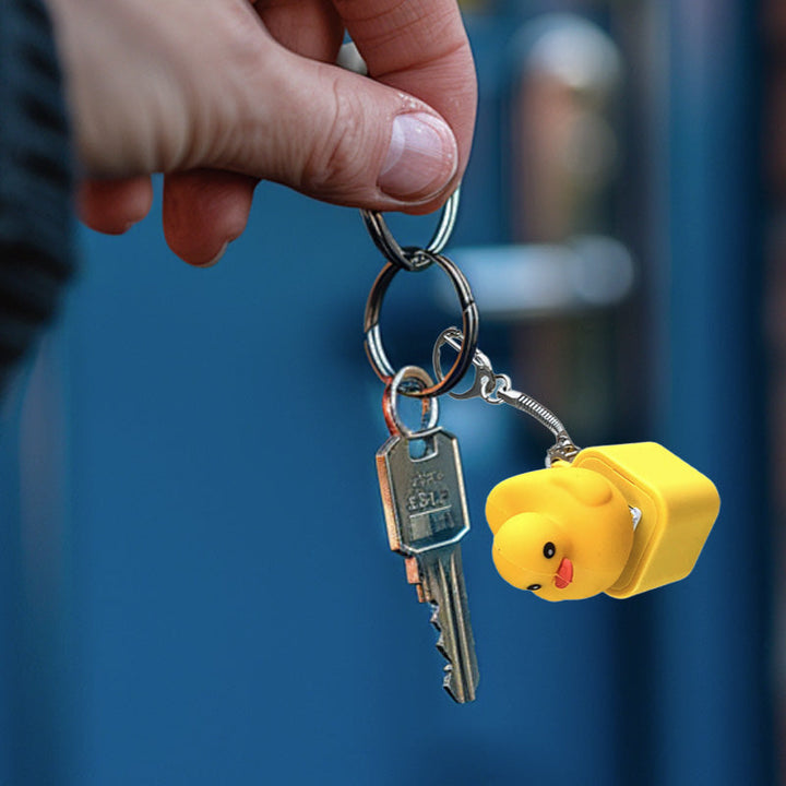 Playful duck themed fidget keychain, ideal for stress relief and as a gift.
