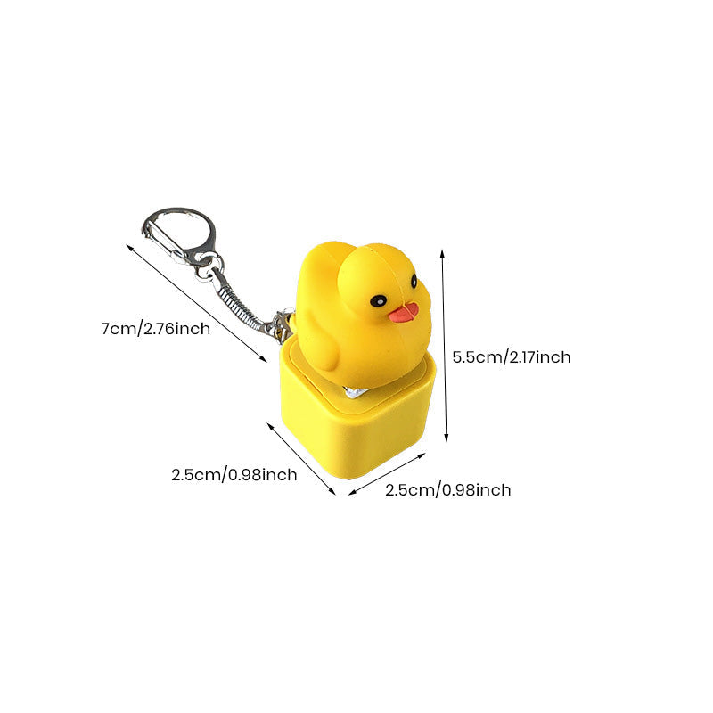 Compact duck sound fidget keychain, a charming novelty accessory for all ages.