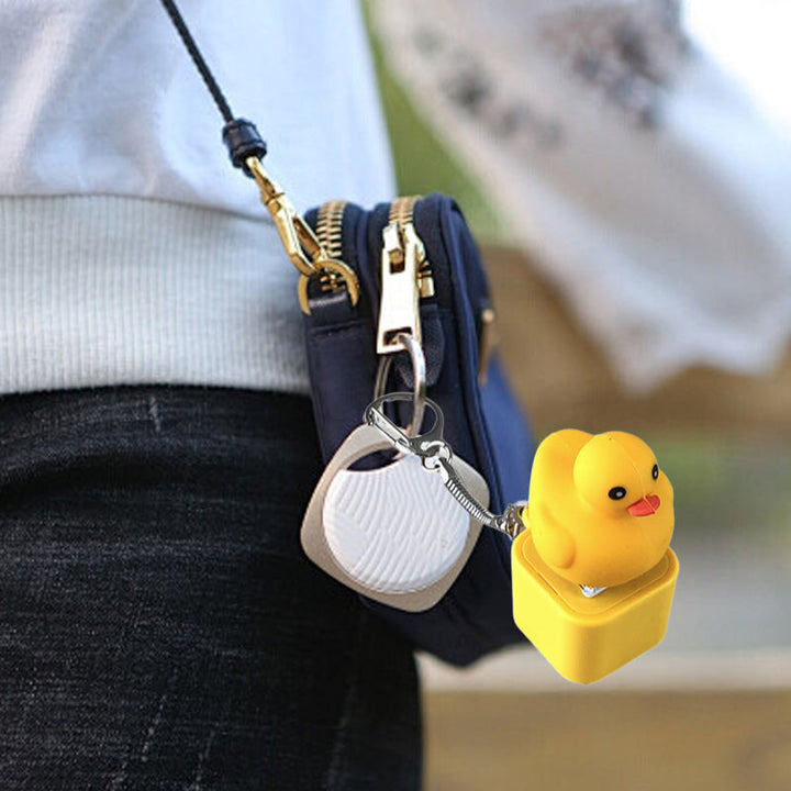 Miniature duck sound fidget keychain, a small but effective sensory toy.
