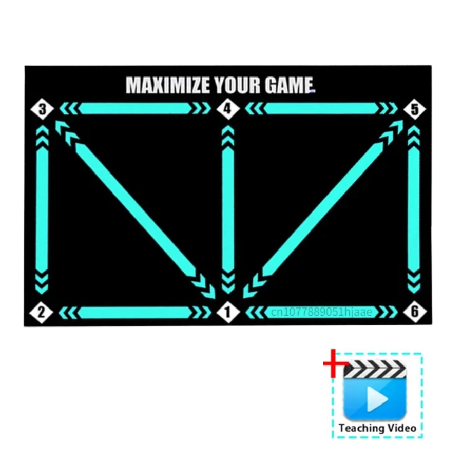Portable youth football mat for fun, effective skill training, including video coaching for indoor sports practice.