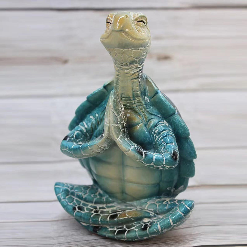 Zen Sea Turtle Meditation Statue, handcrafted resin for peaceful home decor, ideal relaxation gift