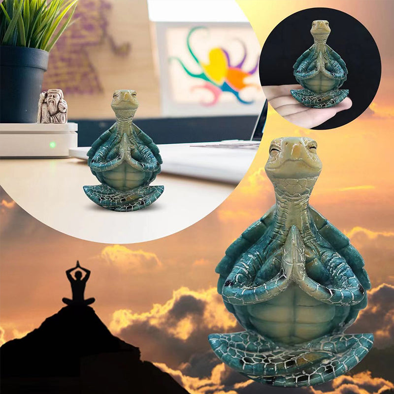 Artistic resin sea turtle meditation statue, 5-inch, charming gift for meditation enthusiasts