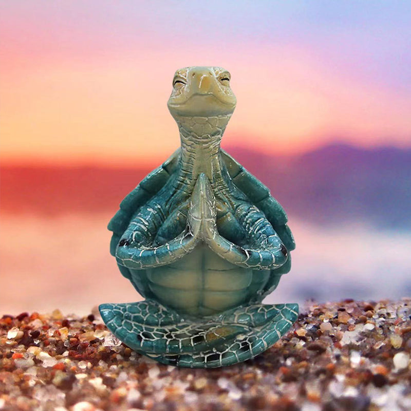Peaceful sea turtle meditation statue, resin, 6-inch, perfect for zen garden or mindful space