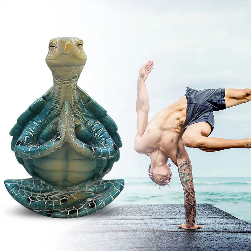 Home decor sea turtle meditation statue, hand-painted resin, brings calmness to any room