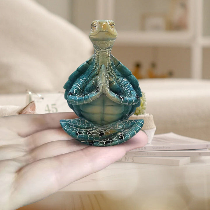 Small sea turtle meditation figurine, resin, adds a serene touch to your indoor living space